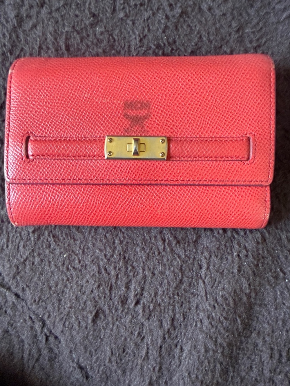 MCM Red Logo-Print Satin Interior Wallet